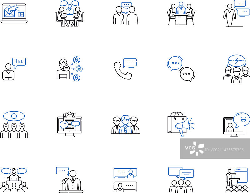 交谈人物轮廓图标合集图片素材