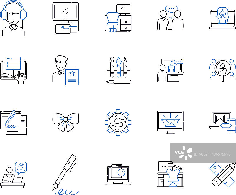 自由职业商务线条图标合集图片素材