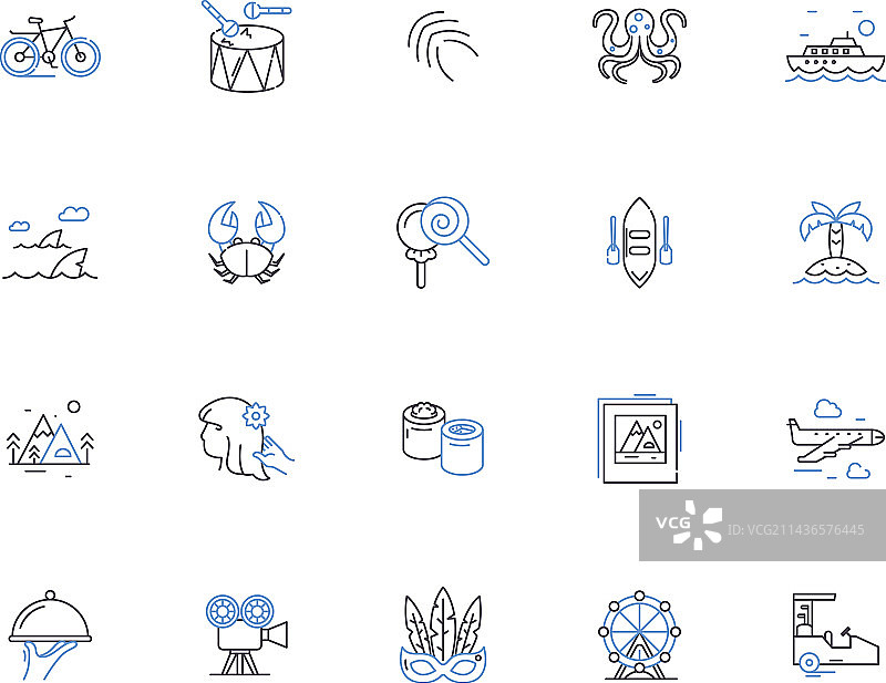 亚洲文化轮廓图标合集图片素材