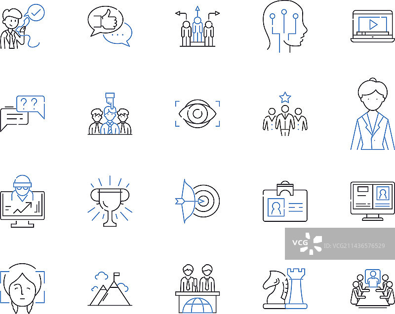 指导关系轮廓图标集合图片素材