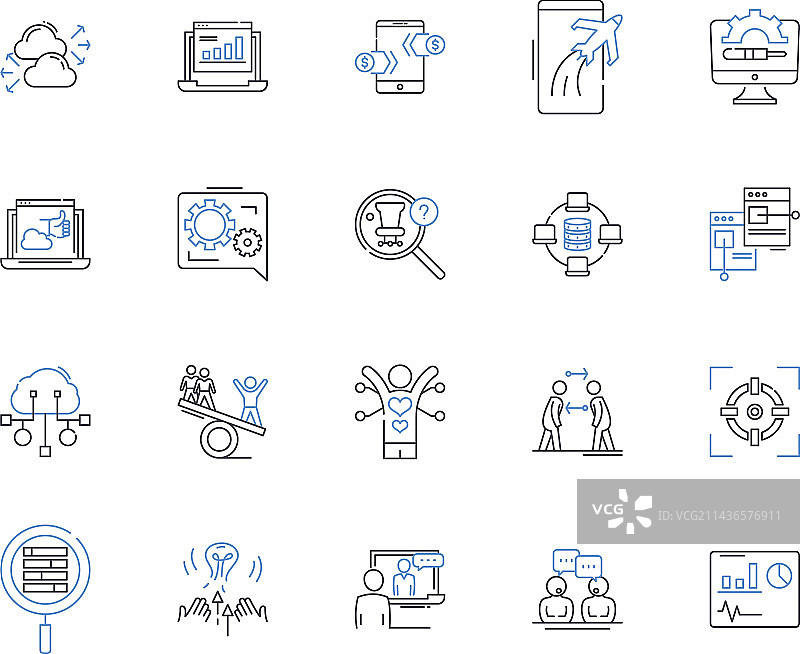 合作伙伴关系轮廓图标集合图片素材