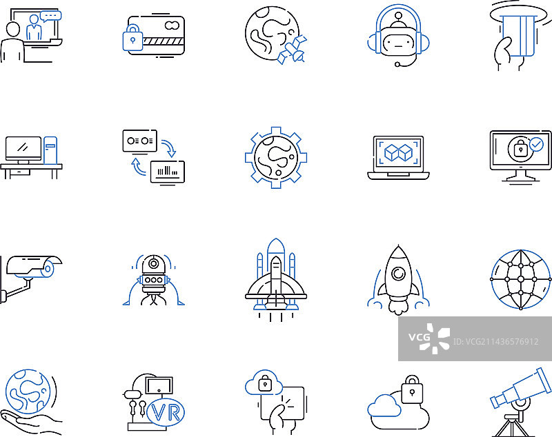 人工智能轮廓图标合集图片素材