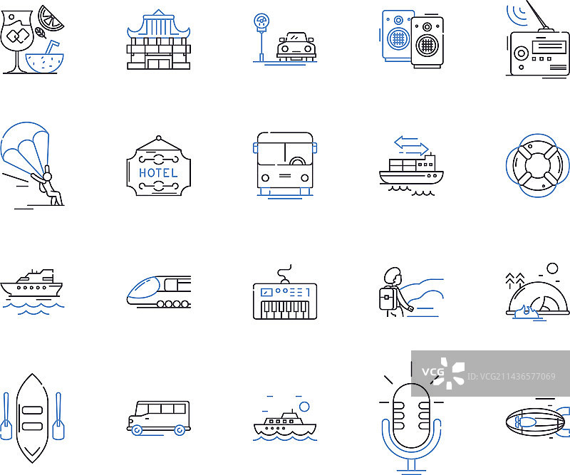 旅行与假期描边图标合集图片素材