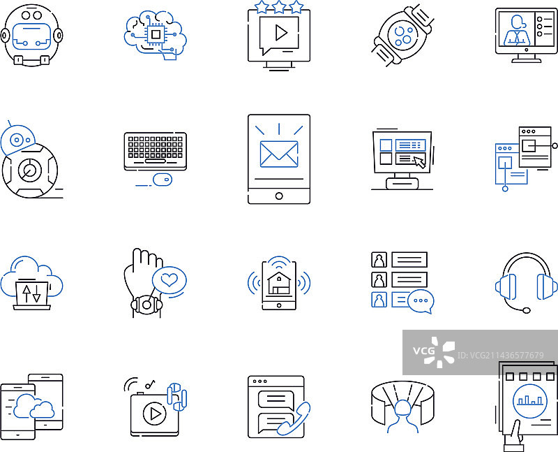 深度学习轮廓图标合集图片素材