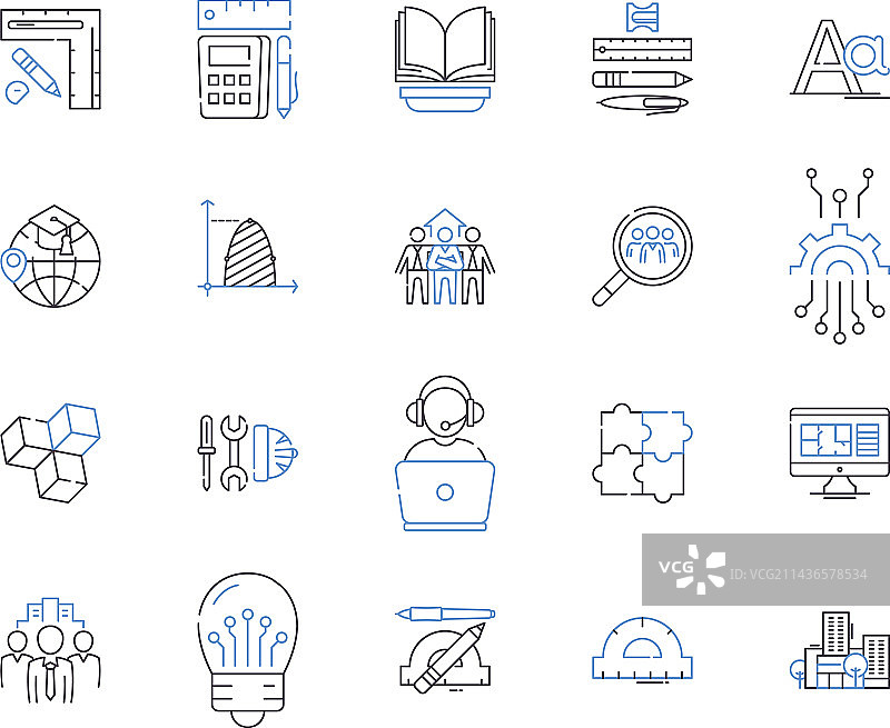 工程工具轮廓图标集合图片素材