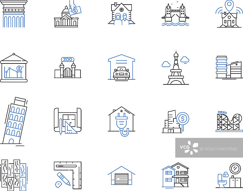 住宿服务轮廓图标合集图片素材