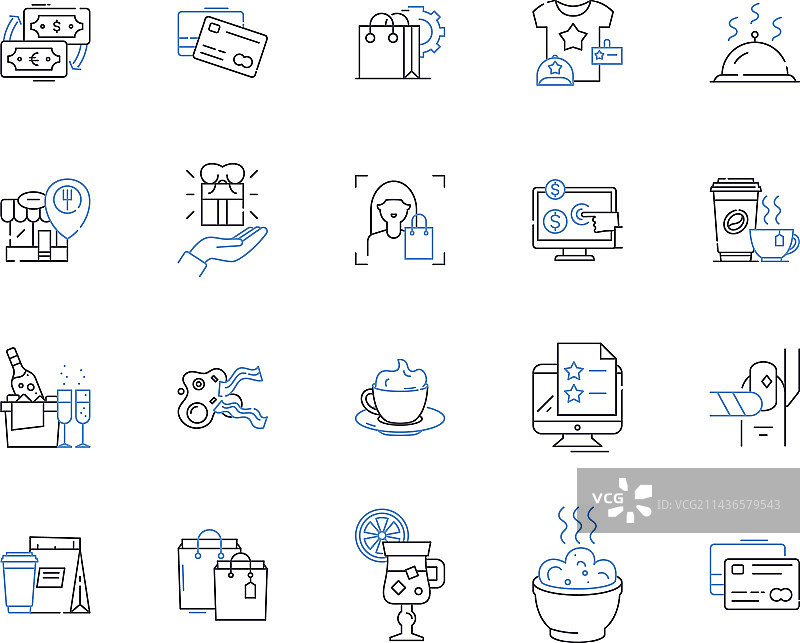 商店和膳食轮廓图标合集图片素材