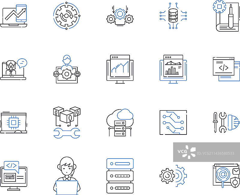 网站和设备轮廓图标合集图片素材
