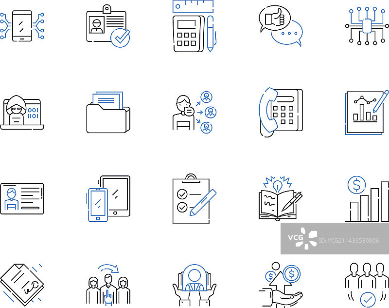 商业学校轮廓图标集图片素材