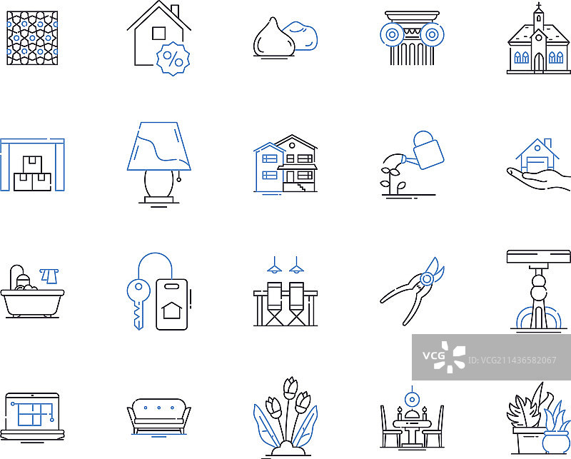 家居内饰轮廓图标合集图片素材