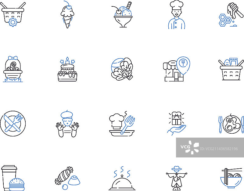 面包店轮廓图标集：面包糕点图片素材