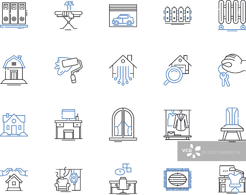 家居内饰轮廓图标合集图片素材