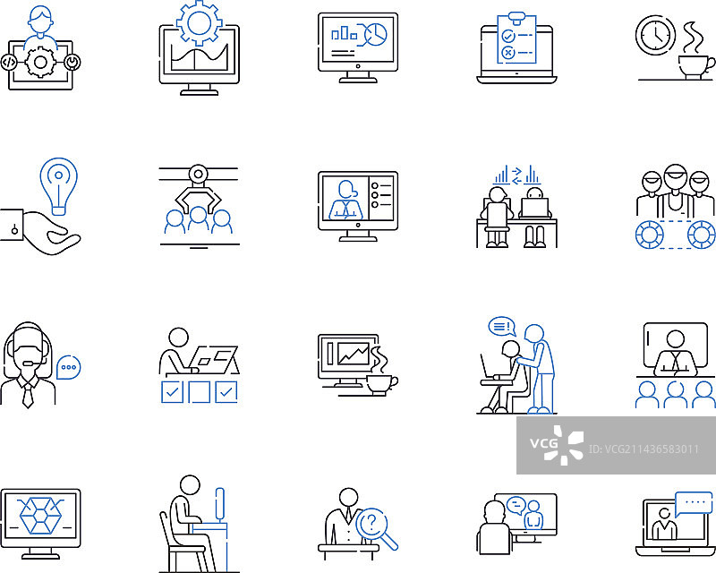 公司团队合作轮廓图标合集图片素材