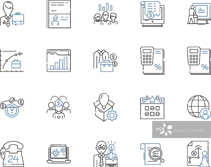 商业收入轮廓图标集合图片素材