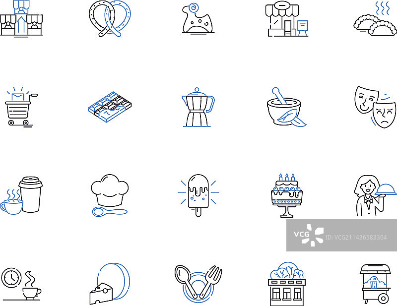 面包店轮廓图标集：面包糕点图片素材