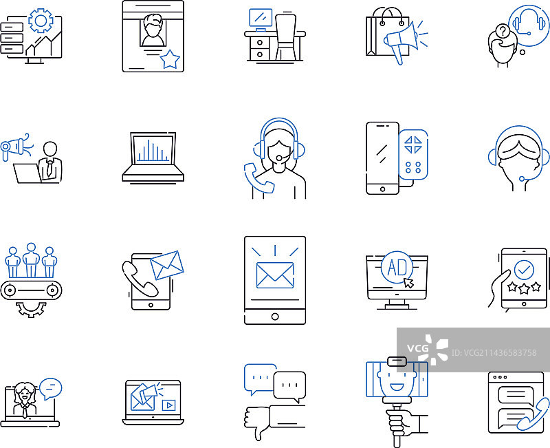 音频技术轮廓图标集合图片素材