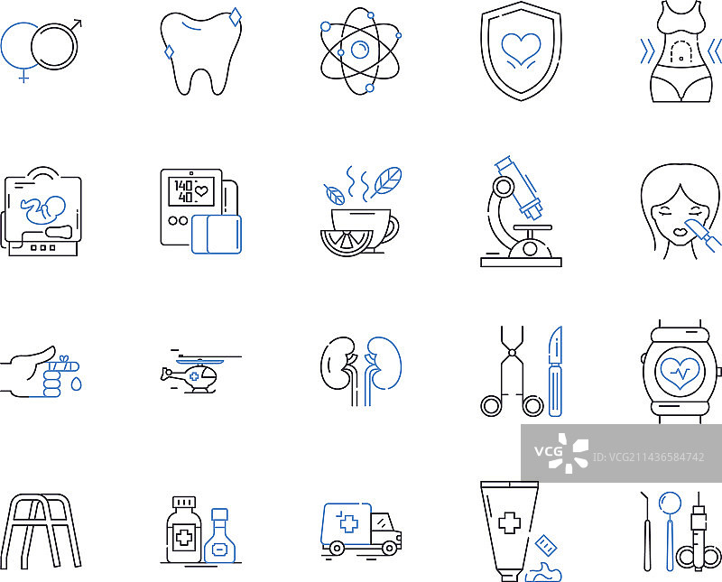 健康检查轮廓图标合集图片素材