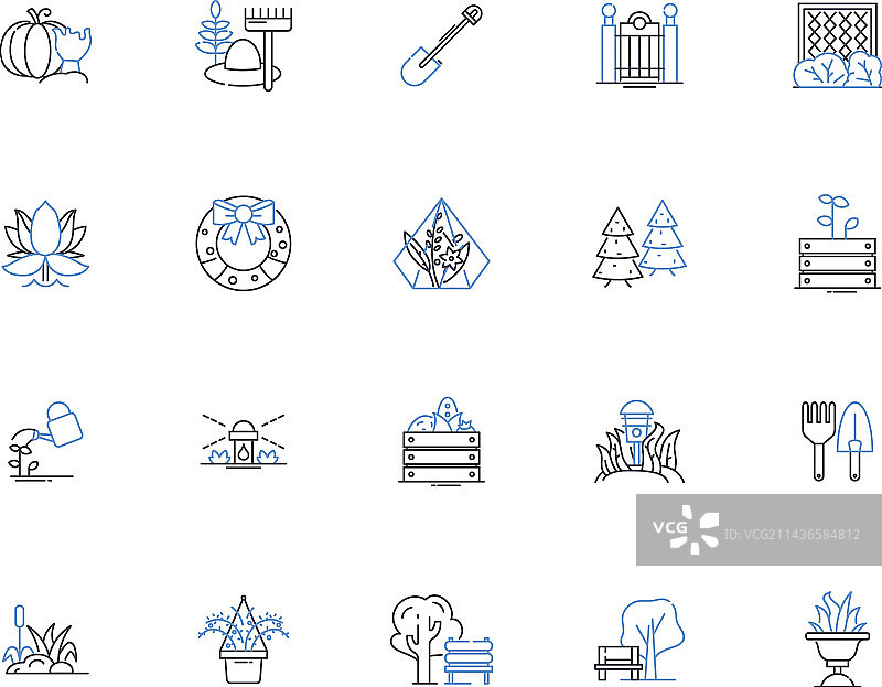 园艺轮廓图标合集图片素材