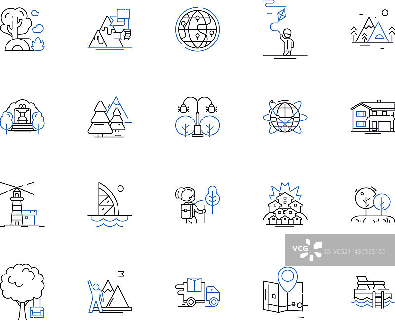 风景和公园轮廓图标合集图片素材