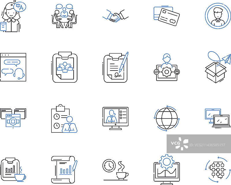 公司办公空间轮廓图标合集图片素材