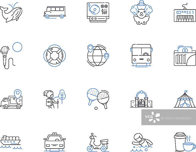 旅行和活跃人群轮廓图标合集图片素材