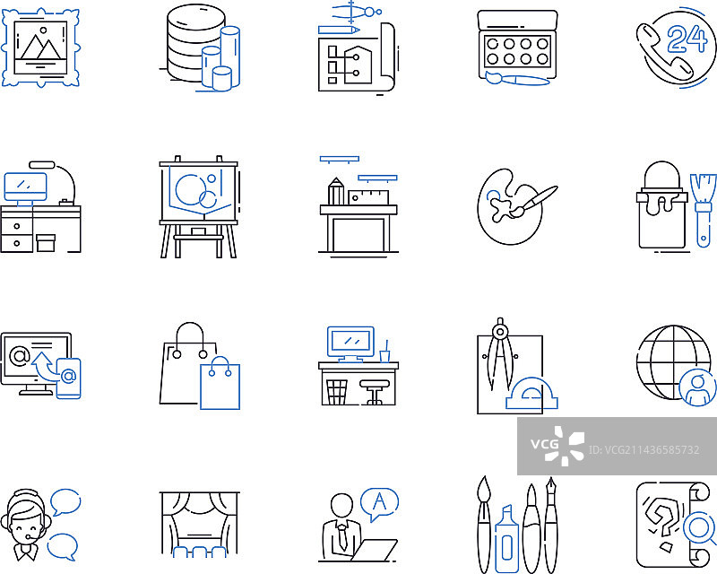 自由职业商务线条图标合集图片素材