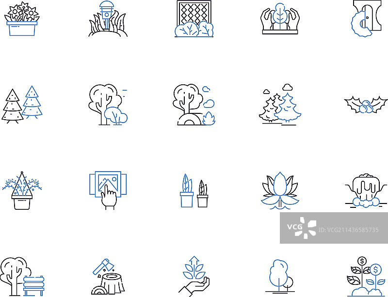 树木轮廓图标合集：橡树、枫树等图片素材