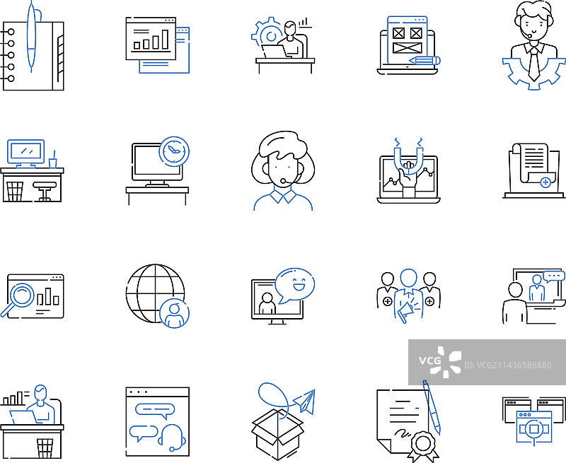 公司团队合作轮廓图标合集图片素材
