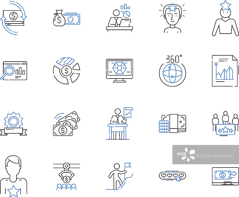 金融成就轮廓图标合集图片素材