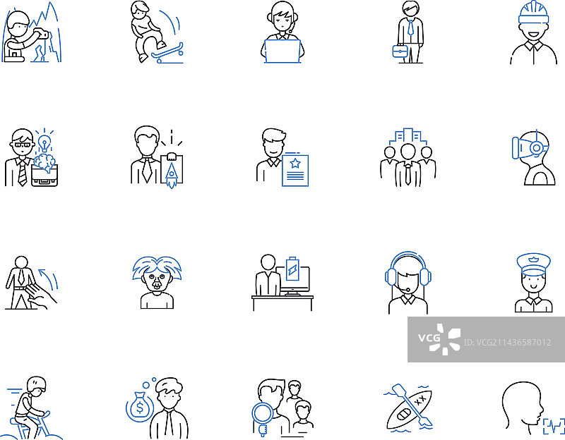 男孩轮廓图标合集图片素材