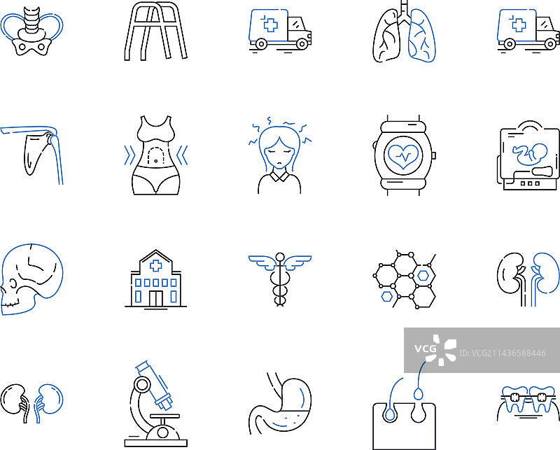 健康检查轮廓图标合集图片素材