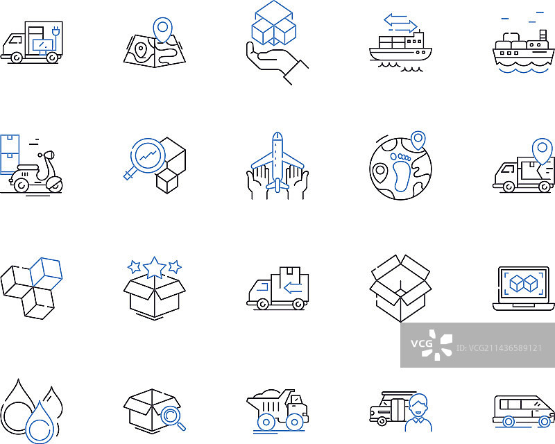 物流业务轮廓图标合集图片素材