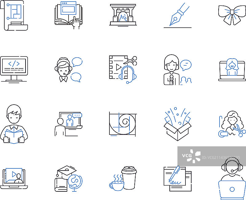 自由职业与行业线性图标合集图片素材