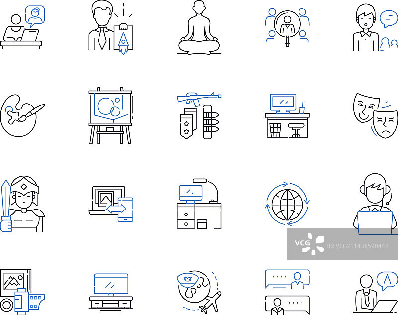 自由职业与行业线性图标合集图片素材