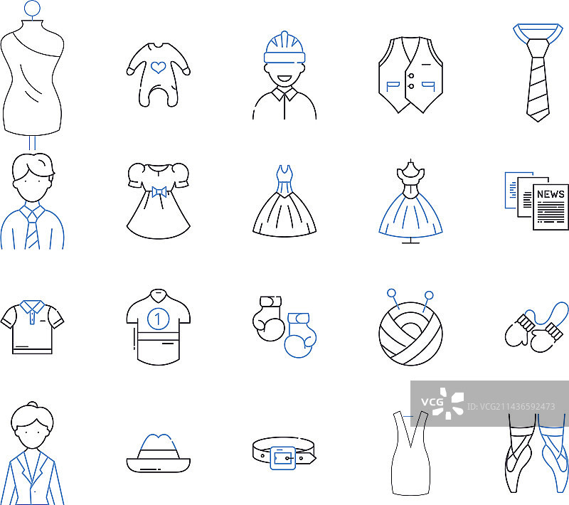 时尚商店轮廓图标合集图片素材