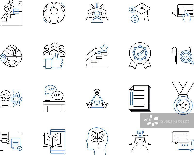 大学体育运动轮廓图标合集图片素材