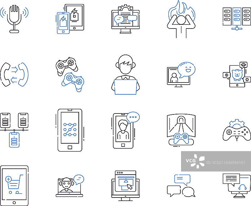 音频技术轮廓图标集合图片素材