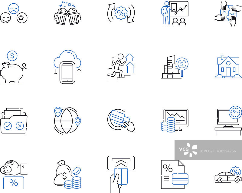 大客户管理轮廓图标集合图片素材