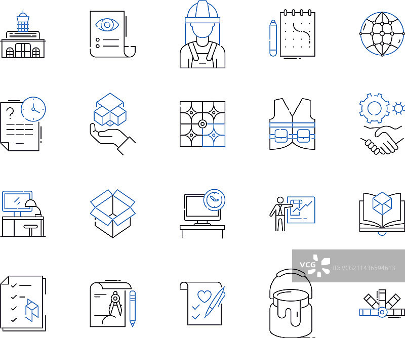 工程工具轮廓图标集合图片素材