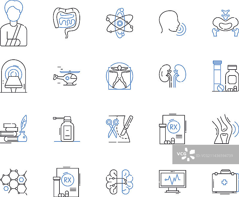 健康服务轮廓图标合集图片素材