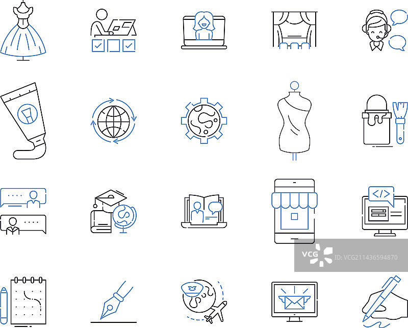 自由职业与行业线性图标合集图片素材