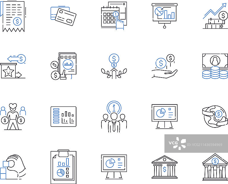 金融商务线性图标合集图片素材