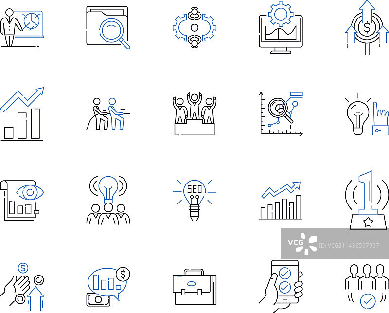 商业发展轮廓图标合集图片素材