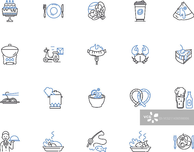 菜肴轮廓图标合集图片素材