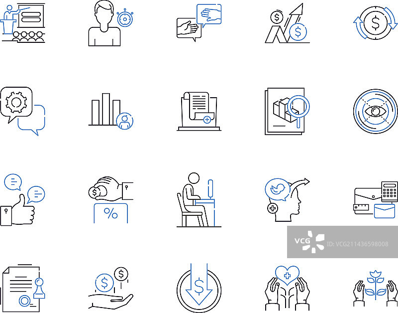 金融科技轮廓图标合集图片素材