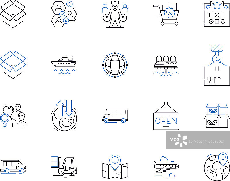 订单履行和配送轮廓图标图片素材