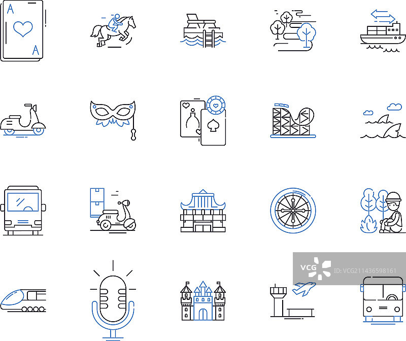 旅行和度假轮廓图标集合图片素材