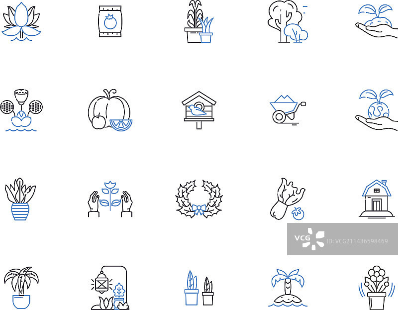 园艺轮廓图标合集图片素材