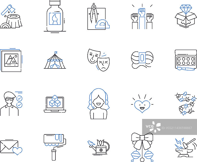 绘画艺术和手工轮廓图标图片素材