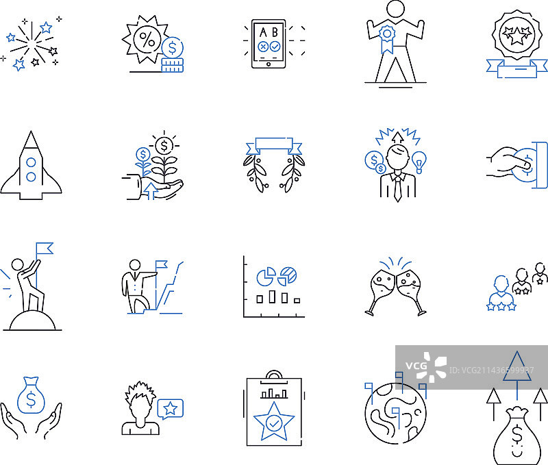 金融成就轮廓图标合集图片素材